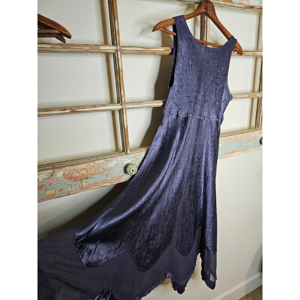 Komarov Blue Sleeveless lightweight Handkerchief Hem Ladies Dress size Small - Picture 7 of 13